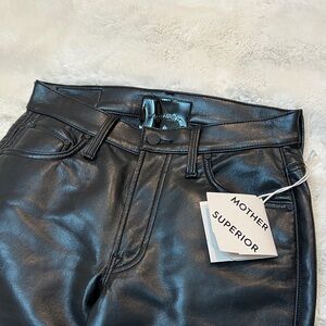 MOTHER Black Leather Pants
